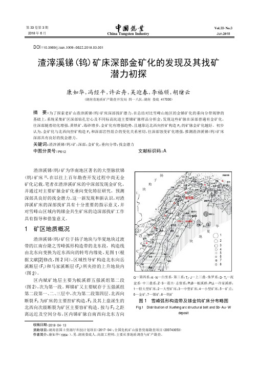 渣滓溪锑(钨)矿床深部金矿化的发现及其找矿潜力初探