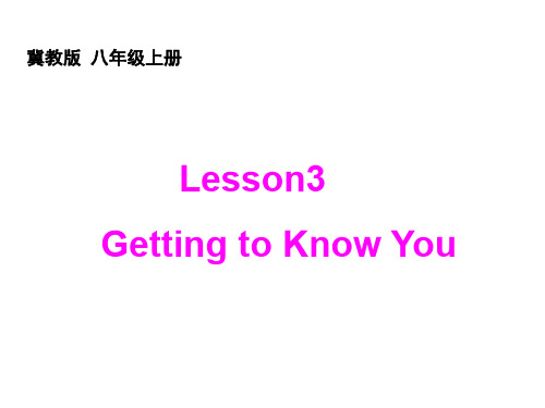 冀教 英语八年级上册Unit1Lesson 3 Getting to Know You!课件(共15张PPT)