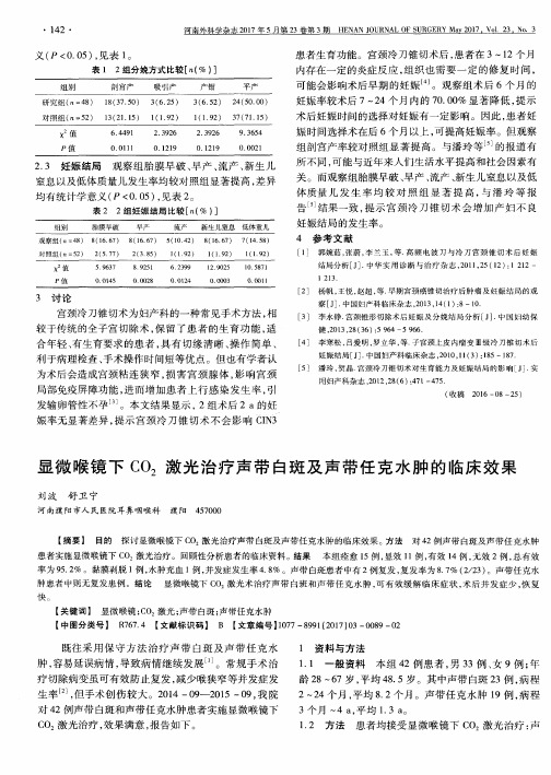 显微喉镜下CO2激光治疗声带白斑及声带任克水肿的临床效果