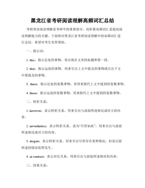 黑龙江省考研阅读理解高频词汇总结