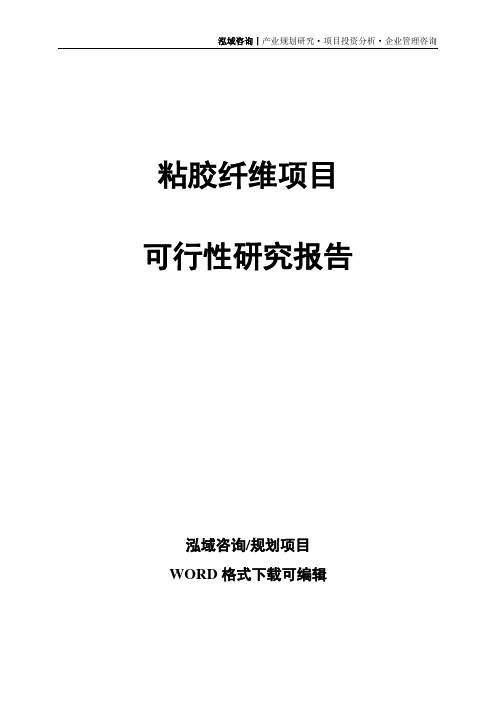 粘胶纤维项目可行性研究报告