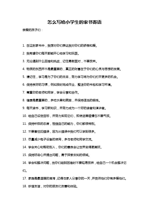 怎么写给小学生的家书寄语