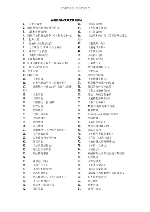 近现代国际关系史复习要点