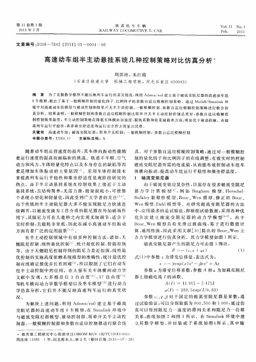 高速动车组半主动悬挂系统几种控制策略对比仿真分析