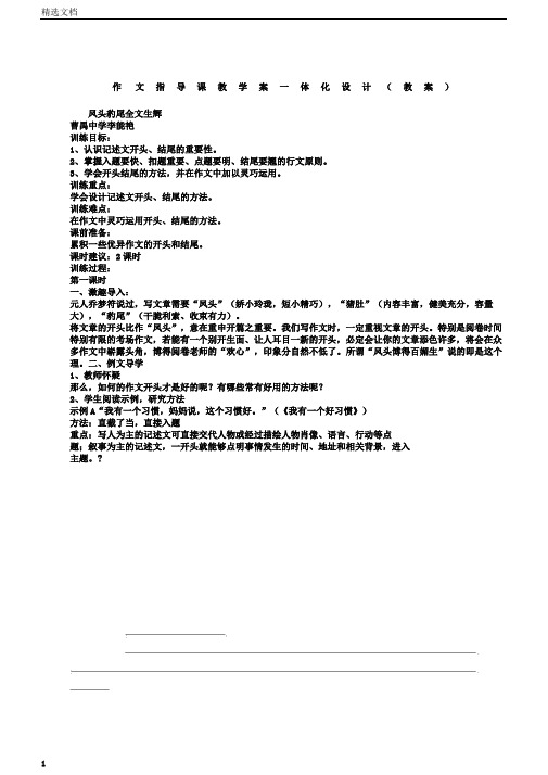 作文指导课教学案一体化设计(教案)凤头豹尾全文生辉