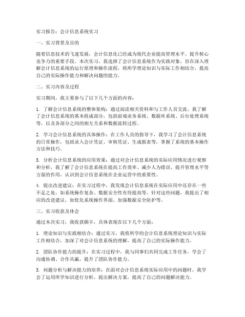 会计信息系统的实习报告