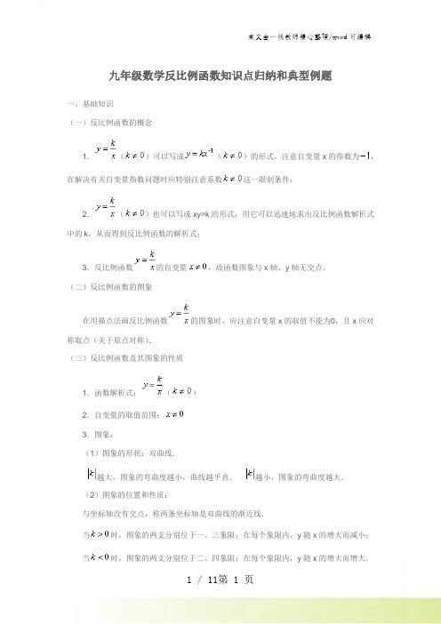 人教九下数学第26章 反比例函数知识点归纳