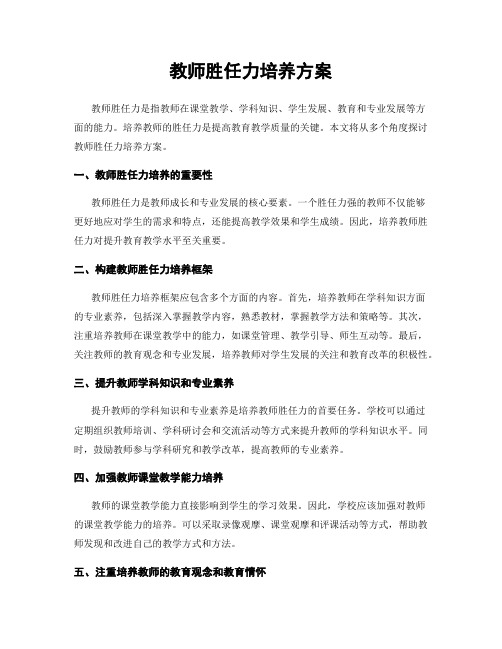 教师胜任力培养方案