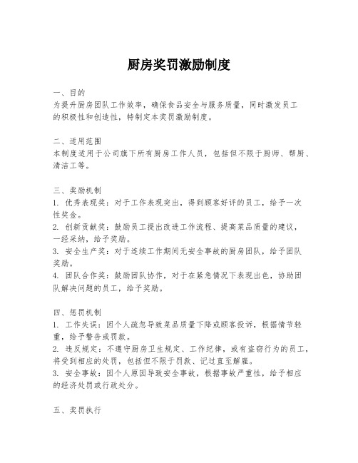 厨房奖罚激励制度