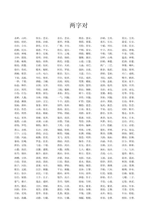 两字对对联200副