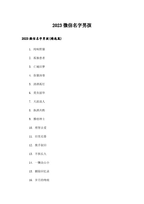 2023个性_微信名字男孩