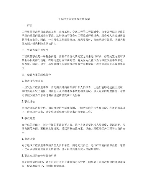 工程较大质量事故处置方案