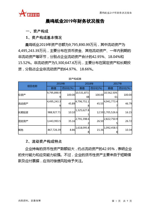 晨鸣纸业2019年财务状况报告