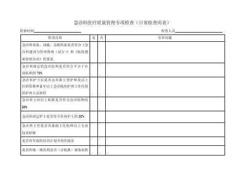 急诊科医疗质量管理专项检查