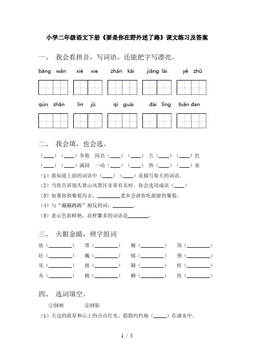 小学二年级语文下册《要是你在野外迷了路》课文练习及答案