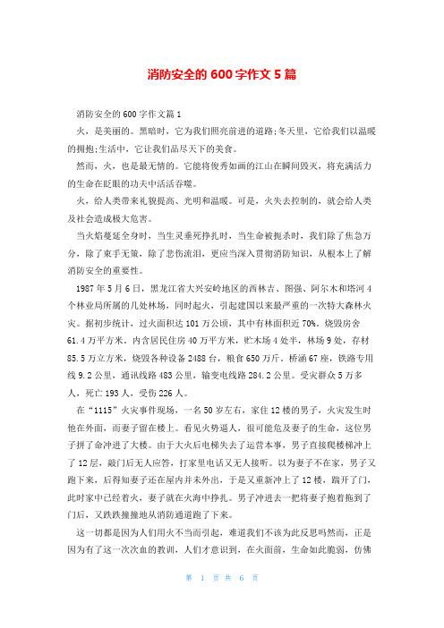 消防安全的600字作文5篇