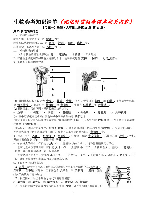 2015级生物会考知识清单(总)