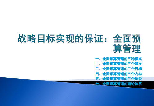 全面预算管理体系的建立