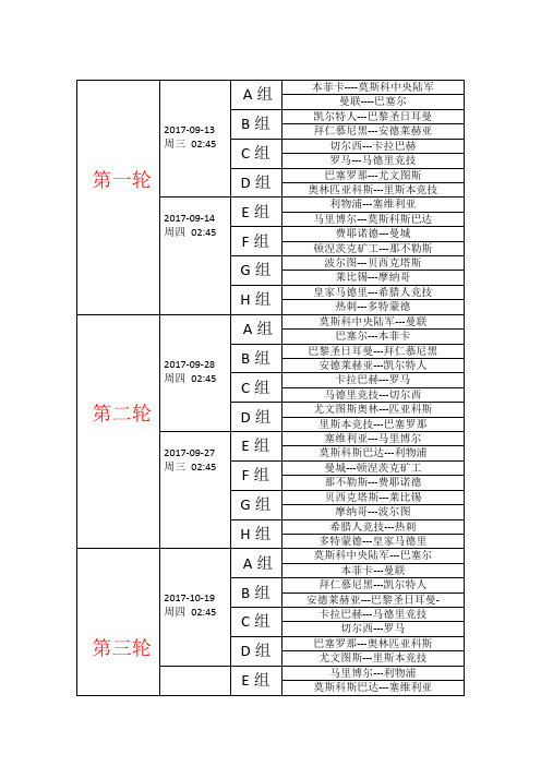 2017-2018欧冠小组赛
