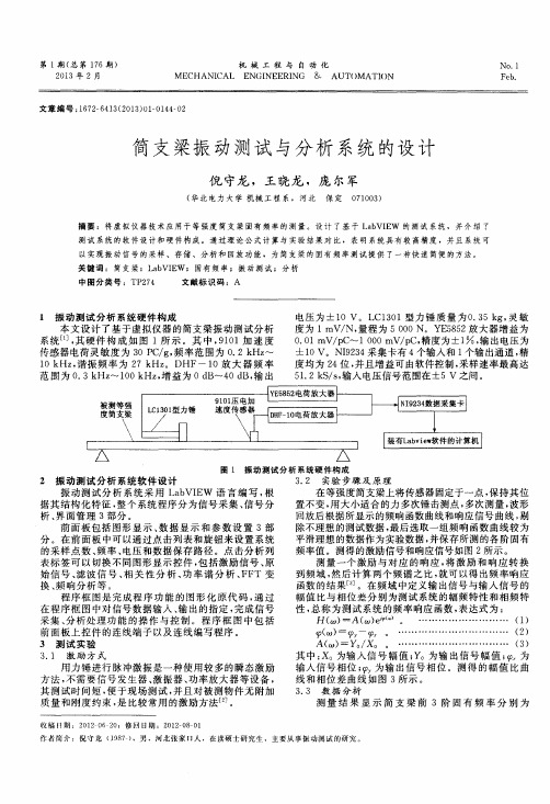 简支梁振动测试与分析系统的设计