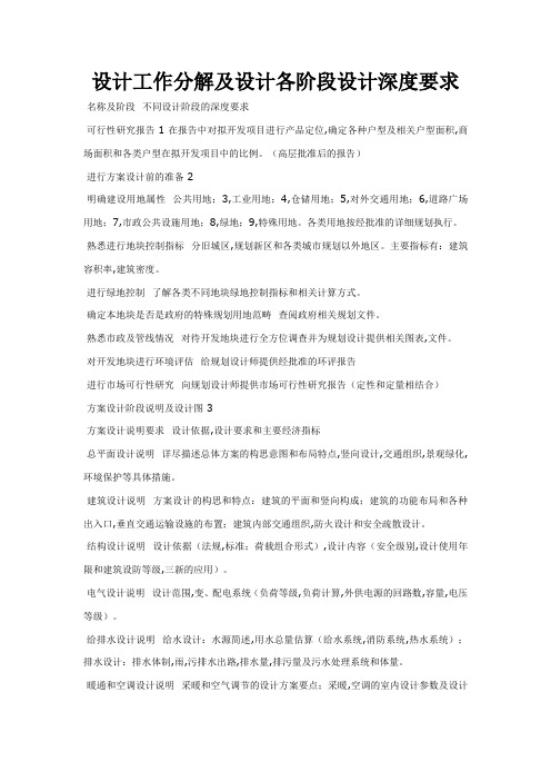 研发设计工作分解及研发设计各阶段研发设计深度要求