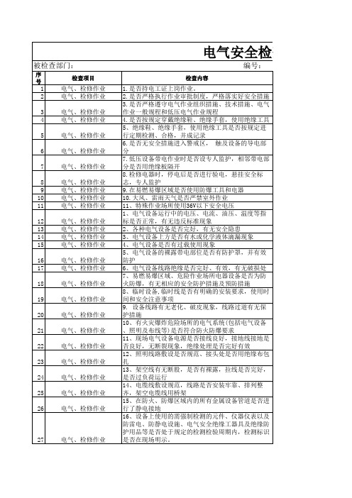 专项检查表(电气)