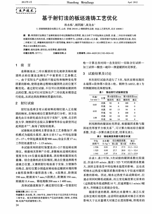 基于射钉法的板坯连铸工艺优化