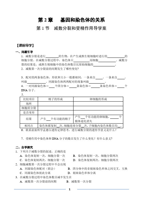 减数分裂与受精作用导学案