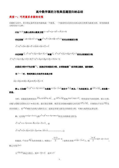 高中数学圆的方程(含圆系)典型题型归纳总结