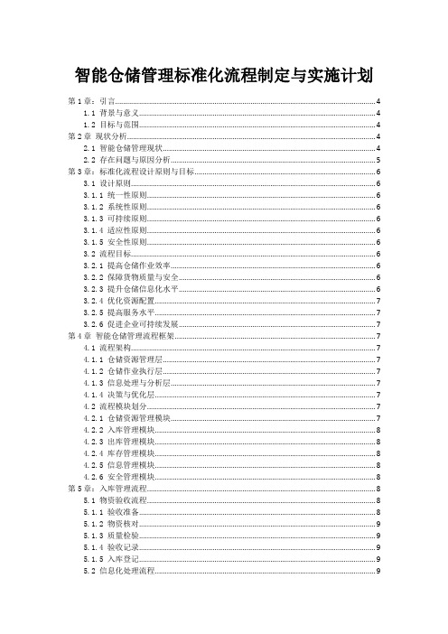 智能仓储管理标准化流程制定与实施计划