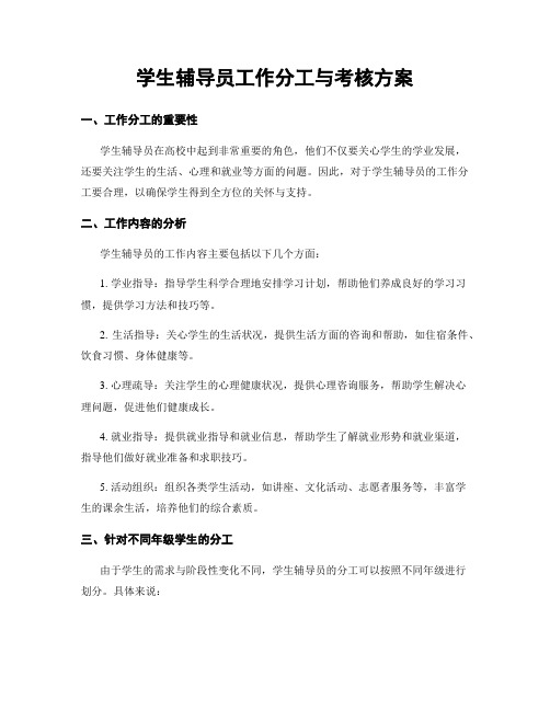 学生辅导员工作分工与考核方案