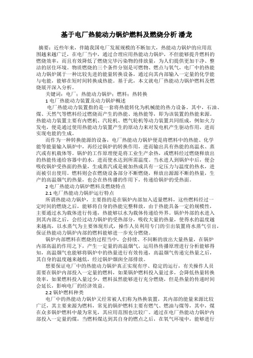 基于电厂热能动力锅炉燃料及燃烧分析 潘龙