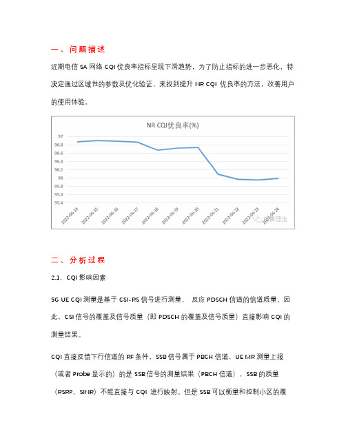 5G CQI优良率提升经验小结