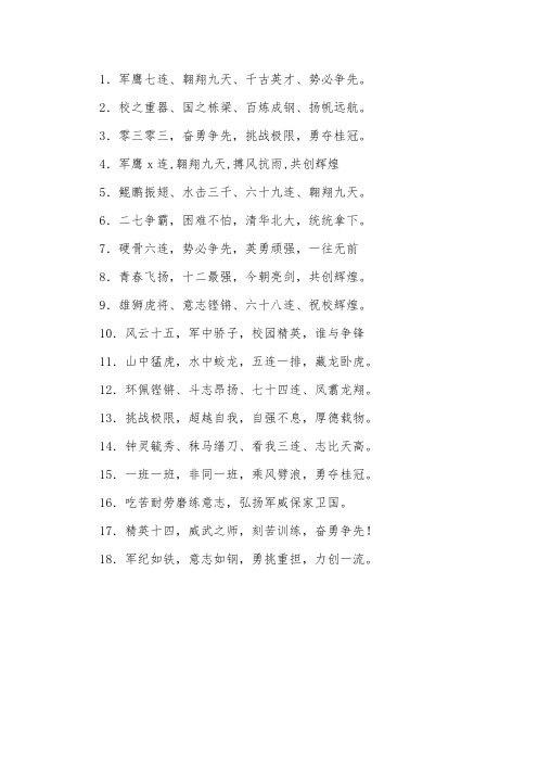 16字军训顺口口号大全