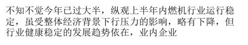 半年报:内燃机行业竞争压力增加 上市公司表现