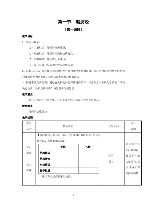 高中化学_脂肪烃教学设计学情分析教材分析课后反思