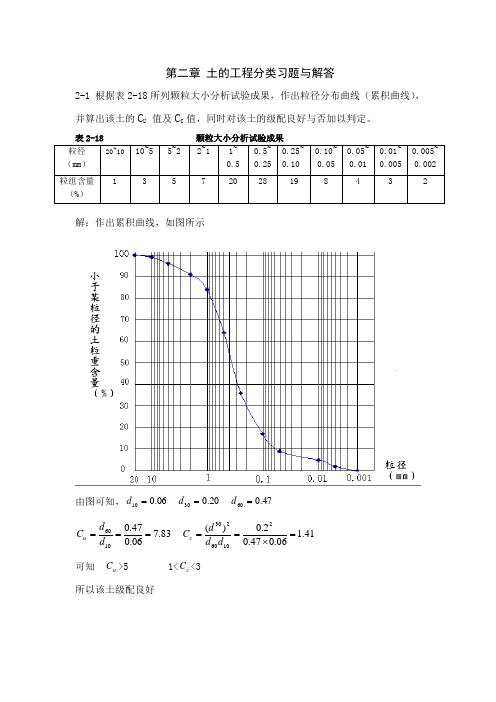 土力学 天津大学 第二章 土的工程分类 课后习题与解答