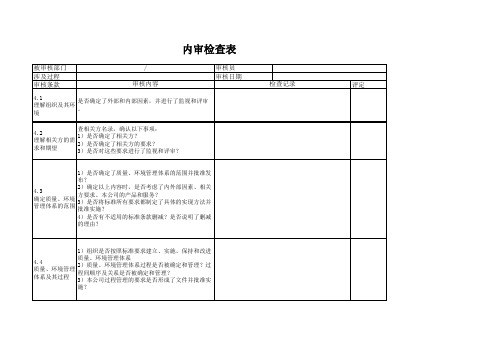 公司内审检查表