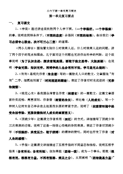 小六下语一单元复习要点