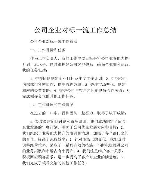 公司企业对标一流工作总结