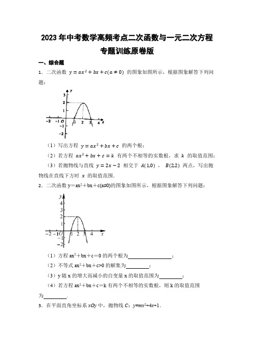 2023年中考数学高频考点二次函数与一元二次方程专题训练原卷版