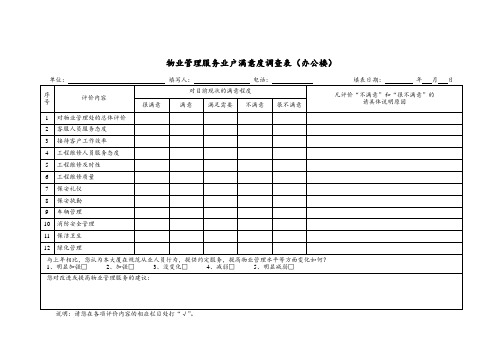 物业管理服务业户满意度调查表(办公楼)