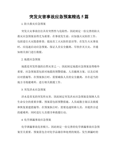 突发灾害事故应急预案精选5篇