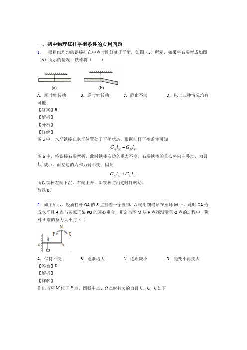 备战中考物理与杠杆平衡条件的应用问题有关的压轴题附答案解析