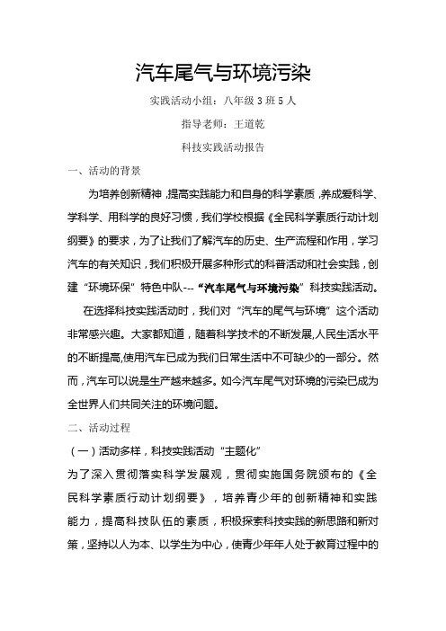 汽车尾气与环境污染报告