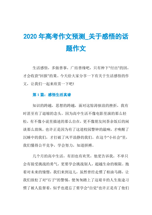 2020年高考作文预测_关于感悟的话题作文