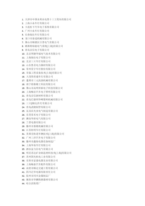 2011-2016年中国电气机械及器材制造行业百强企业名单