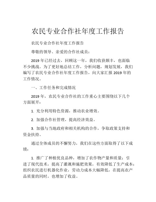 农民专业合作社年度工作报告