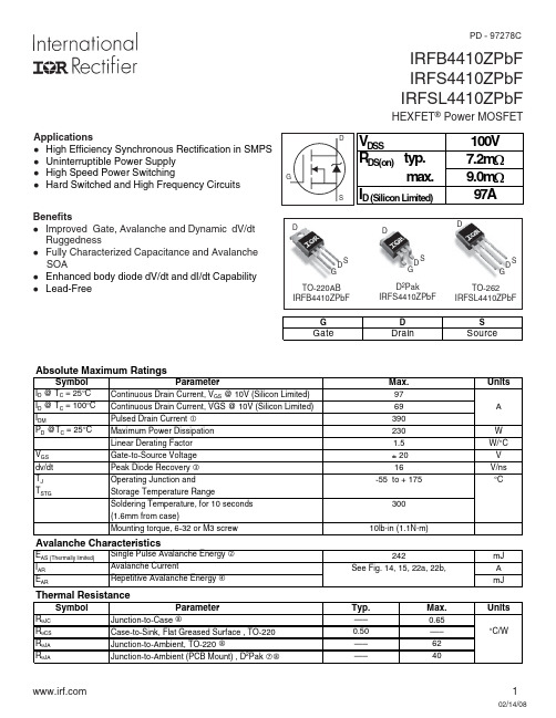 IRFS4410ZPBF中文资料