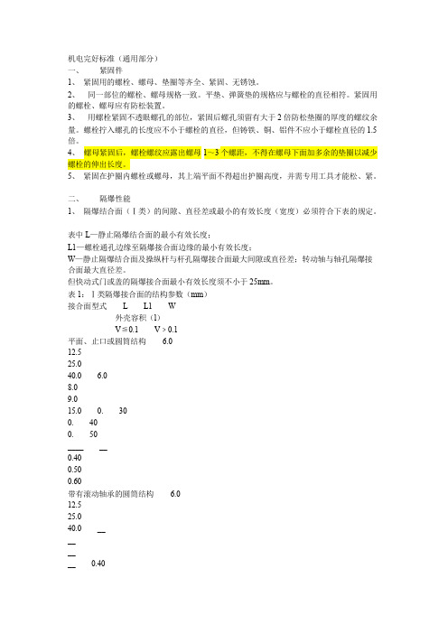 矿井机电设备完好及失爆标准